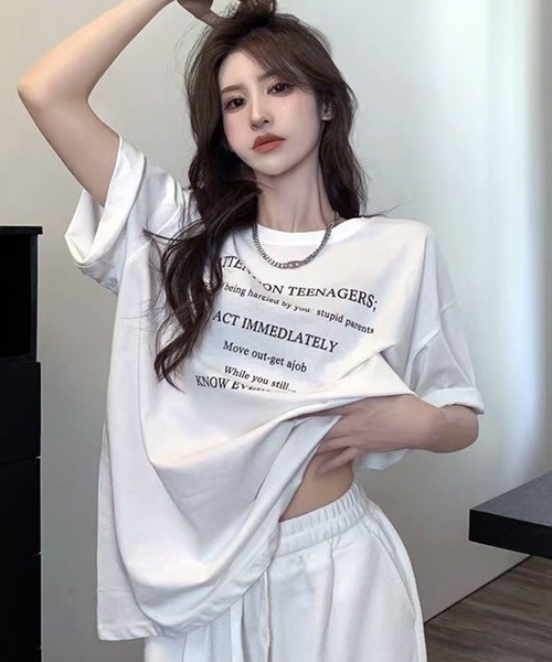 WESTSEA(ウエストシー)の「ロゴプリント 半袖Tシャツ オーバーサイズ(Tシャツ/カットソー・レディース・ホワイト/ブラック・M/L)」の6枚目の写真