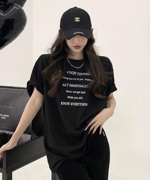 WESTSEA(ウエストシー)の「ロゴプリント 半袖Tシャツ オーバーサイズ(Tシャツ/カットソー・レディース・ホワイト/ブラック・M/L)」の8枚目の写真