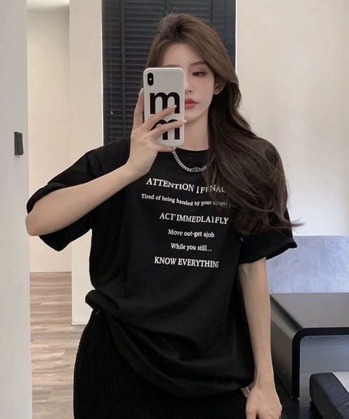 WESTSEA(ウエストシー)の「ロゴプリント 半袖Tシャツ オーバーサイズ(Tシャツ/カットソー・レディース・ホワイト/ブラック・M/L)」の9枚目の写真