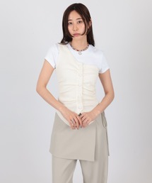 one shoulder rib button bustier