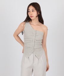SUWDEE（スーディー）の「one shoulder rib button bustier（ベスト）」