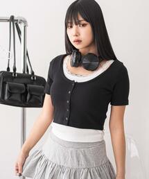 WEGO/レースキャミレイヤード風ちびT