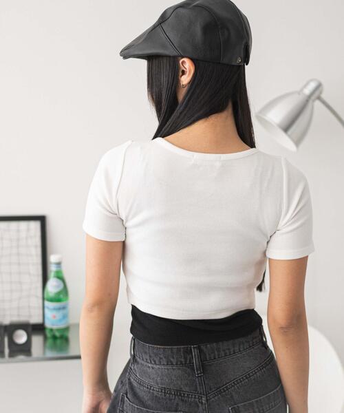 WEGO(ウィゴー)の「WEGO/レースキャミレイヤード風ちびT(Tシャツ/カットソー・レディース・ブラック/ホワイト・FREE)」の10枚目の写真