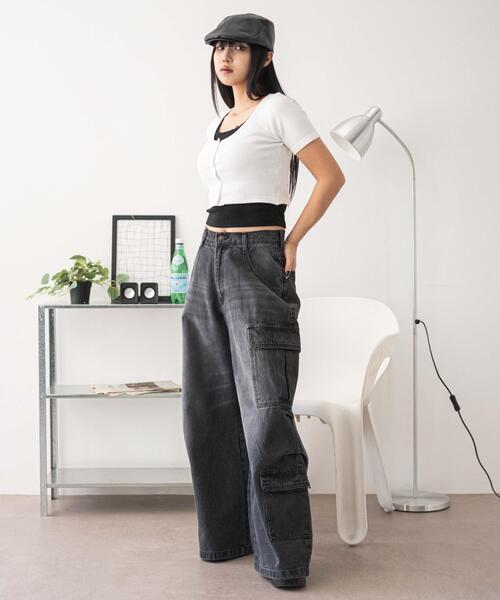 WEGO(ウィゴー)の「WEGO/レースキャミレイヤード風ちびT(Tシャツ/カットソー・レディース・ブラック/ホワイト・FREE)」の11枚目の写真