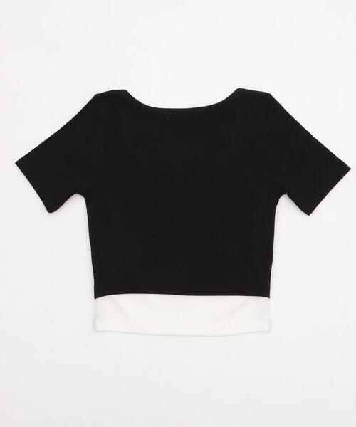 WEGO(ウィゴー)の「WEGO/レースキャミレイヤード風ちびT(Tシャツ/カットソー・レディース・ブラック/ホワイト・FREE)」の17枚目の写真