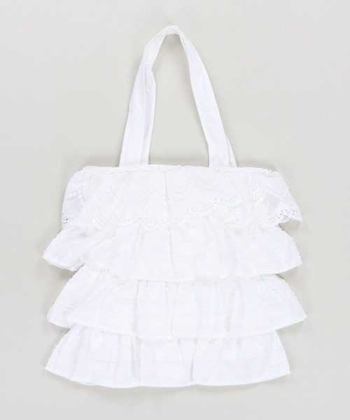 SPINNS（スピンズ）の「レースティアードトートバッグ/NEO森ガール（トートバッグ・レディース・ブラック/ホワイト・ONESIZE）」の10枚目の写真