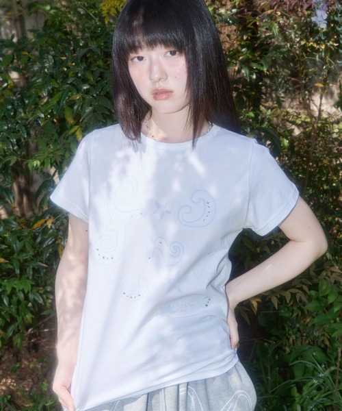 ALAND(エーランド)の「FANCY CLUB/グリッターロゴTEE(Tシャツ/カットソー・レディース・ホワイト/ブラック・FREE)」の6枚目の写真
