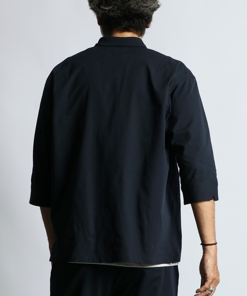 The DUFFER of ST.GEORGE（ザダファーオブセントジョージ）の「[360° THE CIRCLE STRETCH] BY WONDER SHAPE：セットアップ ライトピケジャージ素材 7分袖シャツ（シャツ/ブラウス・メンズ・ブラック/ネイビー・MEDIUM/LARGE/X-LARGE）」の8枚目の写真