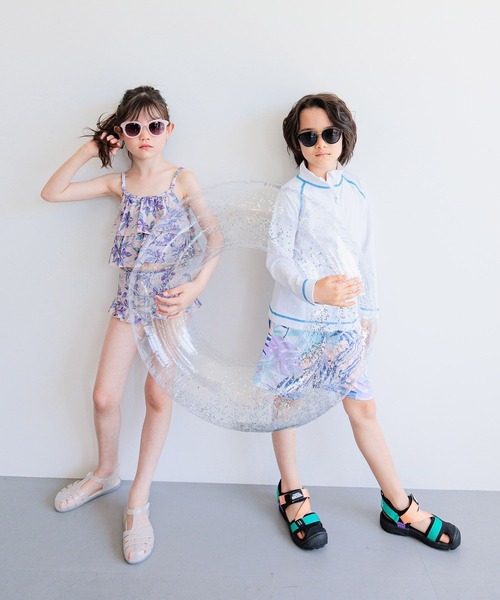 RUSTY（ラスティ）の「【RUSTY(ラスティ)】別注SWIMフリルセパレート(KIDS)（水着・キッズ・グリーン/ピンク・110cm/120cm/130cm/140cm）」の4枚目の写真