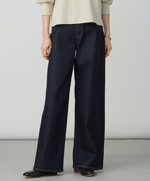 【洗える】BASIC STRETCH DENIM ワイド ストレート デニム