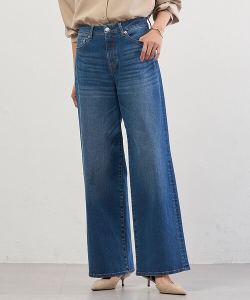 J.PRESS(ジェイプレス)の「【洗える】BASIC STRETCH DENIM ワイド ストレート デニム(デニムパンツ・レディース・ネイビー系/ダルブルー系/スカイブルー系/ホワイト系・9/7/11/13)」の4枚目の写真