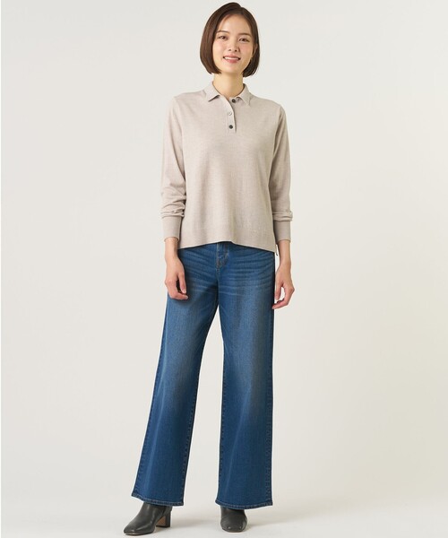 J.PRESS(ジェイプレス)の「【洗える】BASIC STRETCH DENIM ワイド ストレート デニム(デニムパンツ・レディース・ネイビー系/ダルブルー系/スカイブルー系/ホワイト系・9/7/11/13)」の7枚目の写真