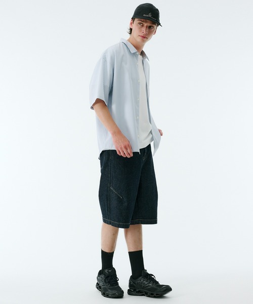 PUBLIC TOKYO(パブリックトウキョウ)の「PUBLIC DENIM バギーデニムショートパンツ / ハーフパンツ(デニムパンツ・メンズ・ブラック/ダークインディゴブルー・2/1)」の16枚目の写真