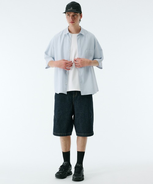 PUBLIC TOKYO(パブリックトウキョウ)の「PUBLIC DENIM バギーデニムショートパンツ / ハーフパンツ(デニムパンツ・メンズ・ブラック/ダークインディゴブルー・2/1)」の17枚目の写真
