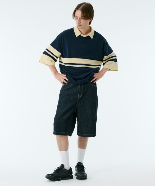 PUBLIC TOKYO(パブリックトウキョウ)の「PUBLIC DENIM バギーデニムショートパンツ / ハーフパンツ(デニムパンツ・メンズ・ブラック/ダークインディゴブルー・2/1)」の19枚目の写真
