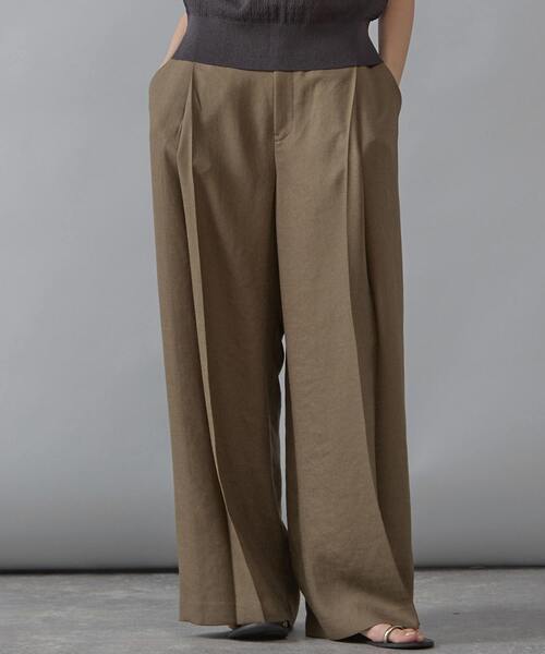 Liesse（リエス）の「《定番》麻調タックワイドパンツ（その他パンツ・レディース・カーキ/ブラック/ベージュ・2/3）」の3枚目の写真