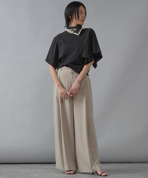 Liesse（リエス）の「《定番》麻調タックワイドパンツ（その他パンツ・レディース・カーキ/ブラック/ベージュ・2/3）」の6枚目の写真