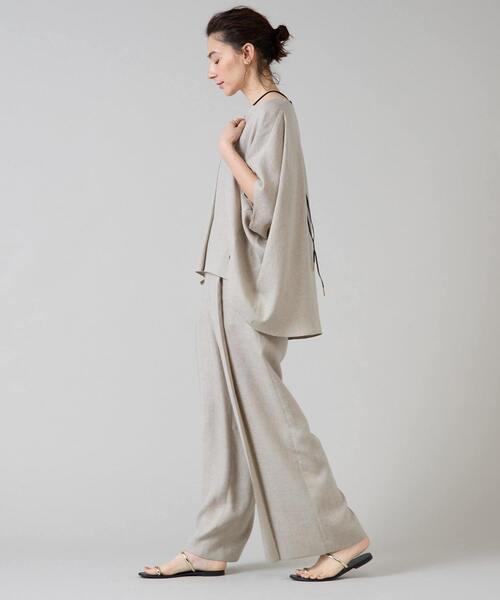 Liesse（リエス）の「《定番》麻調タックワイドパンツ（その他パンツ・レディース・カーキ/ブラック/ベージュ・2/3）」の9枚目の写真