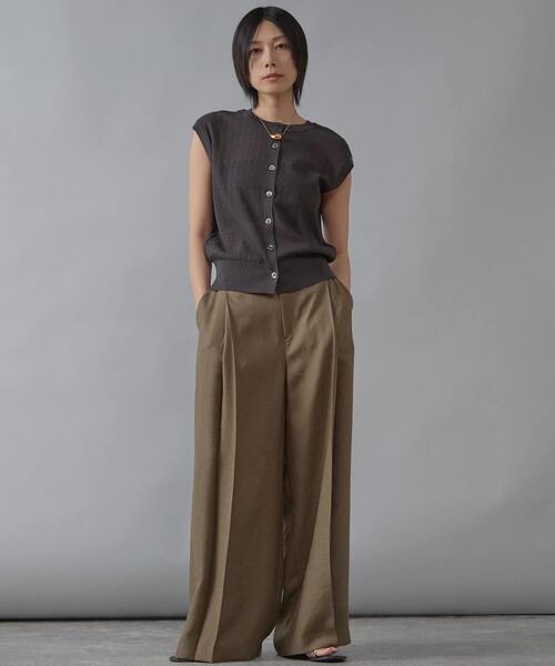 Liesse（リエス）の「《定番》麻調タックワイドパンツ（その他パンツ・レディース・カーキ/ブラック/ベージュ・2/3）」の18枚目の写真