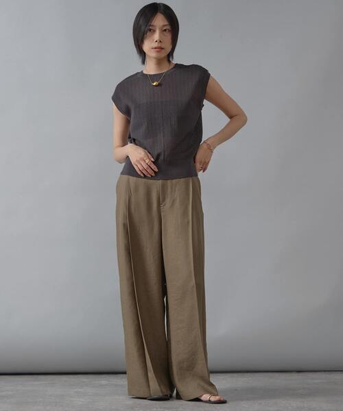 Liesse（リエス）の「《定番》麻調タックワイドパンツ（その他パンツ・レディース・カーキ/ブラック/ベージュ・2/3）」の19枚目の写真