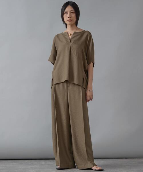 Liesse（リエス）の「《定番》麻調タックワイドパンツ（その他パンツ・レディース・カーキ/ブラック/ベージュ・2/3）」の21枚目の写真