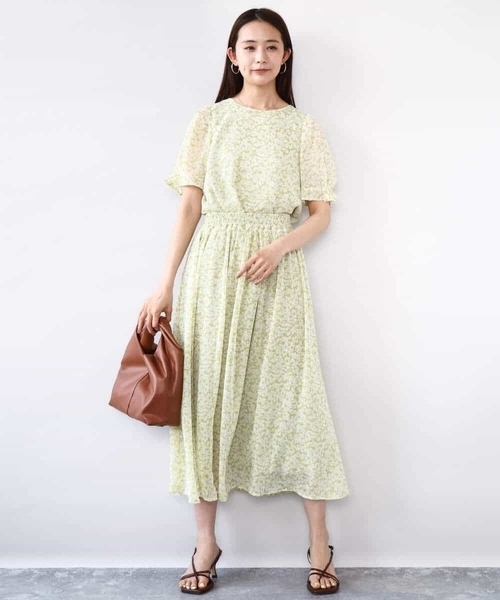 MK MICHEL KLEIN(エムケーミッシェルクラン)の「小花柄シフォンスカート/洗える(スカート・レディース・ライトイエロー/ブラック・38)」の10枚目の写真