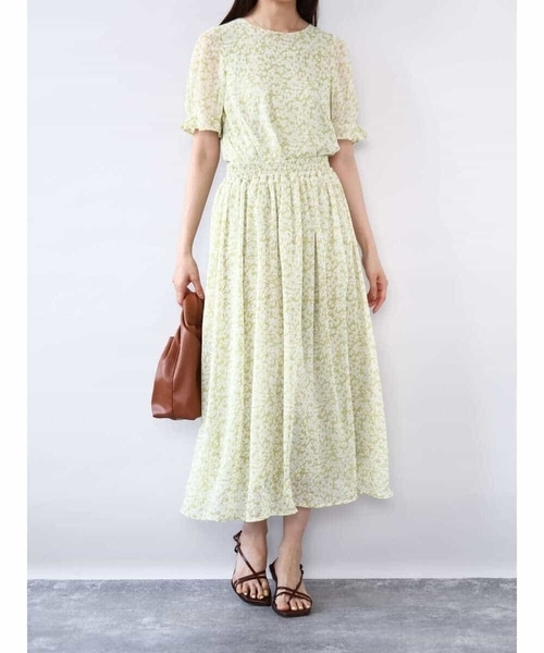 MK MICHEL KLEIN(エムケーミッシェルクラン)の「小花柄シフォンスカート/洗える(スカート・レディース・ライトイエロー/ブラック・38)」の11枚目の写真