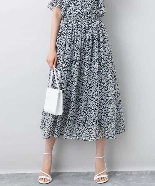 MK MICHEL KLEIN(エムケーミッシェルクラン)の「小花柄シフォンスカート/洗える(スカート・レディース・ライトイエロー/ブラック・38)」の12枚目の写真