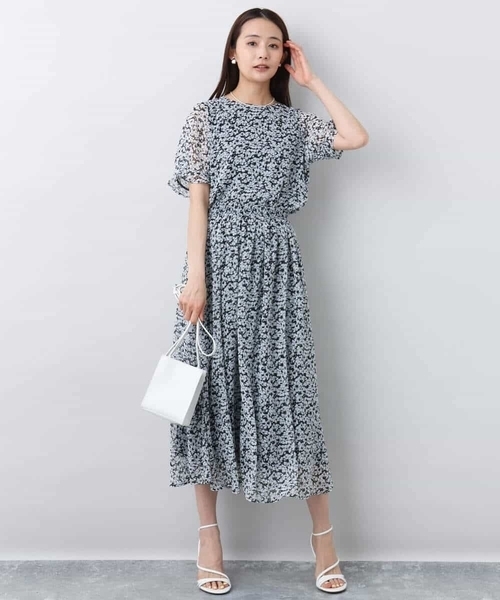 MK MICHEL KLEIN(エムケーミッシェルクラン)の「小花柄シフォンスカート/洗える(スカート・レディース・ライトイエロー/ブラック・38)」の14枚目の写真