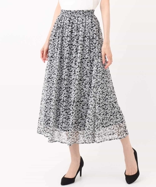 MK MICHEL KLEIN(エムケーミッシェルクラン)の「小花柄シフォンスカート/洗える(スカート・レディース・ライトイエロー/ブラック・38)」の18枚目の写真