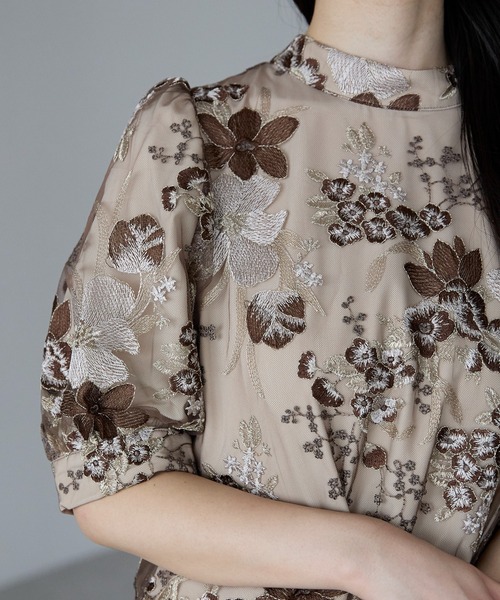 PREFERIR(プレフェリール)の「結婚式 オケージョン ボタニカル刺繍 エンブロイダリー パーティードレス(M,L)(ドレス・レディース・ブラウン/グリーン・MEDIUM/LARGE)」の11枚目の写真