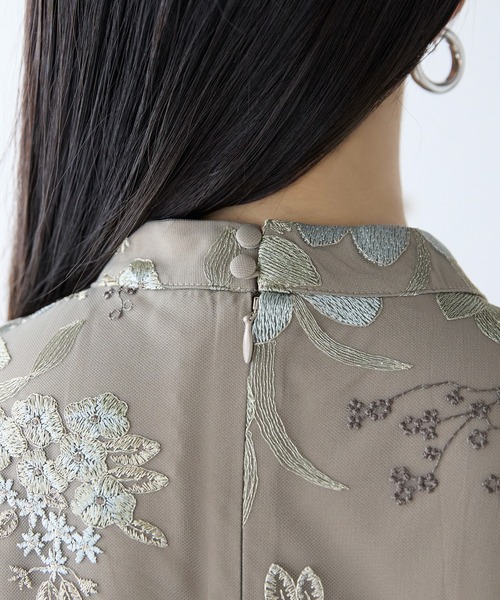 PREFERIR(プレフェリール)の「結婚式 オケージョン ボタニカル刺繍 エンブロイダリー パーティードレス(M,L)(ドレス・レディース・ブラウン/グリーン・MEDIUM/LARGE)」の19枚目の写真