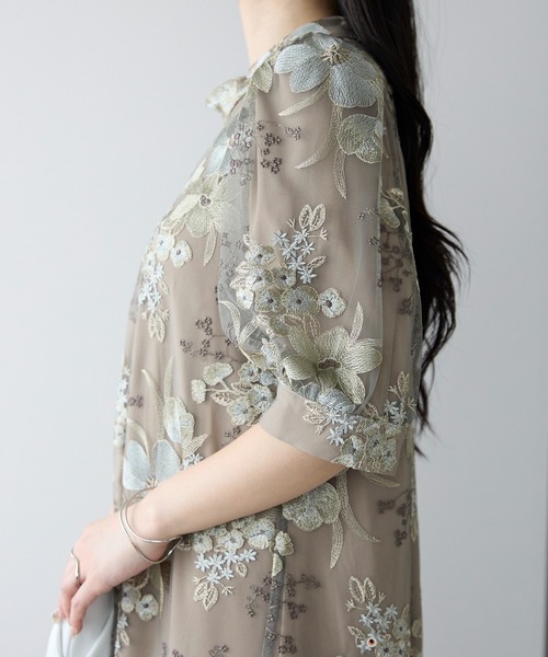 PREFERIR(プレフェリール)の「結婚式 オケージョン ボタニカル刺繍 エンブロイダリー パーティードレス(M,L)(ドレス・レディース・ブラウン/グリーン・MEDIUM/LARGE)」の20枚目の写真