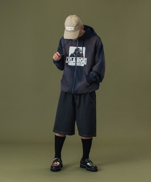 XLARGE(エクストララージ)の「DISCHARGE PRINTED OG ZIP HOODED SWEATSHIRT(パーカー・メンズ・ネイビー/グリーン/ブラック・S/M/L/XL/XXL)」の9枚目の写真