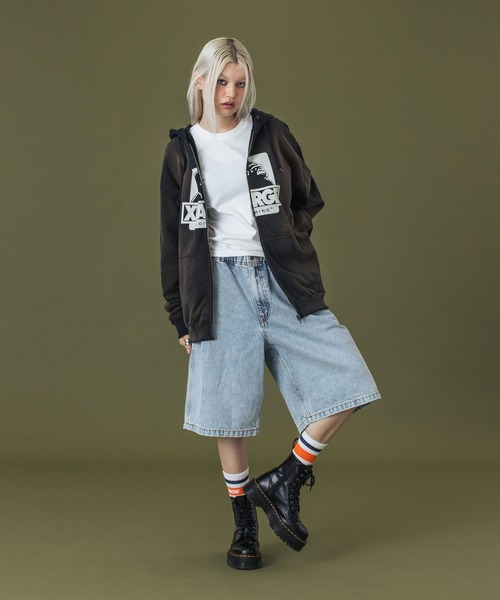 トップス XLARGE DISCHARGE PRINTED OG ZIP HOODED DISCHARGE PRINTED OG ZIP HOODED SWEATSHIRT（パーカー