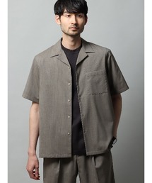オープンカラーシャツ 半袖 ストレッチ ウールポリエステル トロピカル