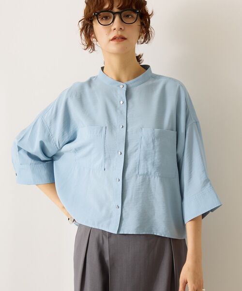 AMERICAN HOLIC(アメリカンホリック)の「接触冷感Wポケット5分袖ショートシャツ(シャツ/ブラウス・レディース・ライトグレー/キャメル/ダークブラウン/サックスブルー・M/L)」の6枚目の写真