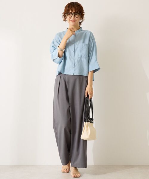 AMERICAN HOLIC(アメリカンホリック)の「接触冷感Wポケット5分袖ショートシャツ(シャツ/ブラウス・レディース・ライトグレー/キャメル/ダークブラウン/サックスブルー・M/L)」の10枚目の写真