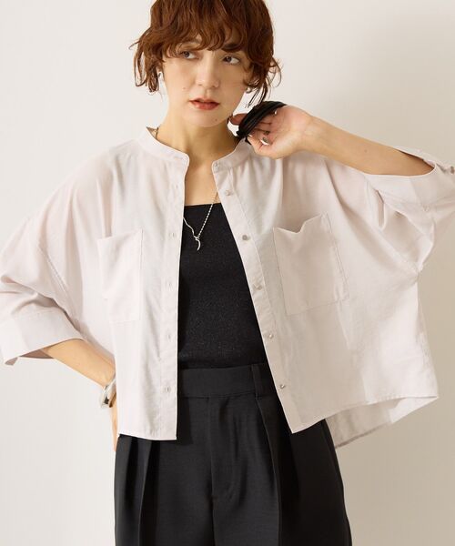 AMERICAN HOLIC(アメリカンホリック)の「接触冷感Wポケット5分袖ショートシャツ(シャツ/ブラウス・レディース・ライトグレー/キャメル/ダークブラウン/サックスブルー・M/L)」の12枚目の写真
