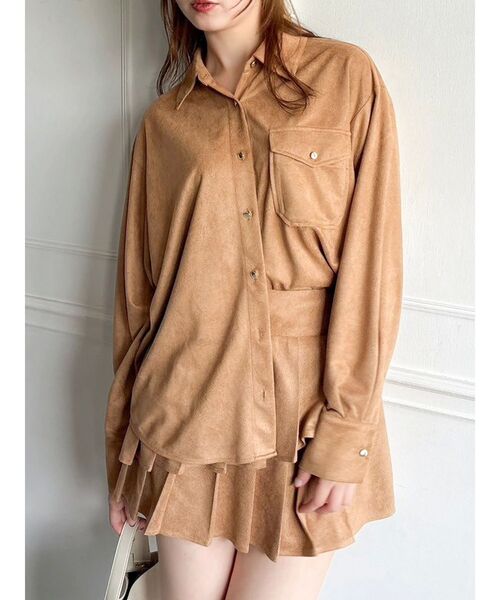 dazzlin（ダズリン）の「チェックオーバーアソートシャツ（シャツ/ブラウス・レディース・アイボリー/キャメル/ブラウン・FREE）」の3枚目の写真