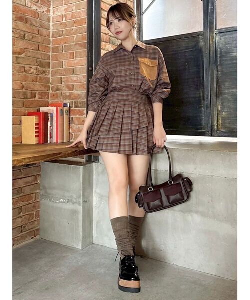 dazzlin（ダズリン）の「チェックオーバーアソートシャツ（シャツ/ブラウス・レディース・アイボリー/キャメル/ブラウン・FREE）」の8枚目の写真