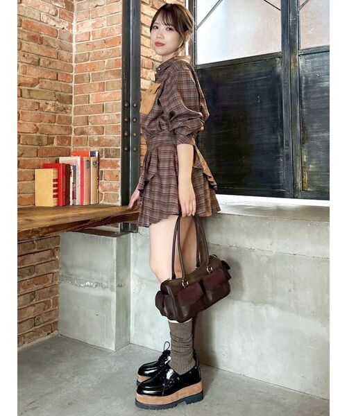 dazzlin（ダズリン）の「チェックオーバーアソートシャツ（シャツ/ブラウス・レディース・アイボリー/キャメル/ブラウン・FREE）」の10枚目の写真