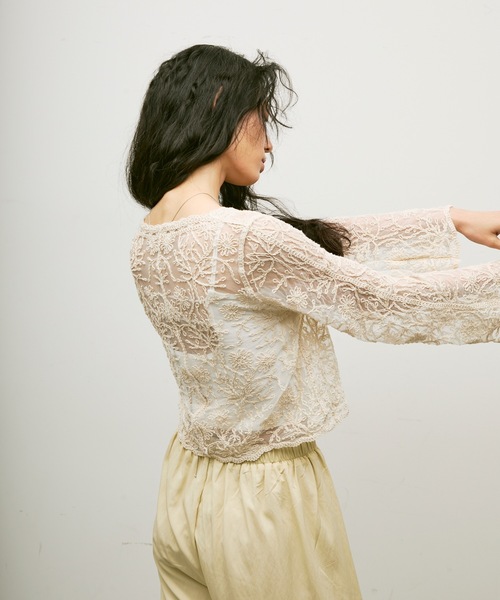 Lutim by u(ルチバイユー)の「Embroidery tulle cardigan / エンブロイダリーチュールカーディガン(カーディガン/ボレロ・レディース・ベージュ/ホワイト・FREE)」の18枚目の写真