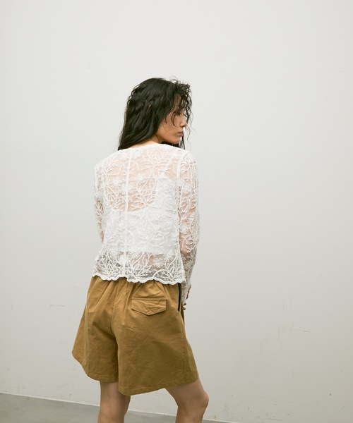 Lutim by u(ルチバイユー)の「Embroidery tulle cardigan / エンブロイダリーチュールカーディガン(カーディガン/ボレロ・レディース・ベージュ/ホワイト・FREE)」の10枚目の写真
