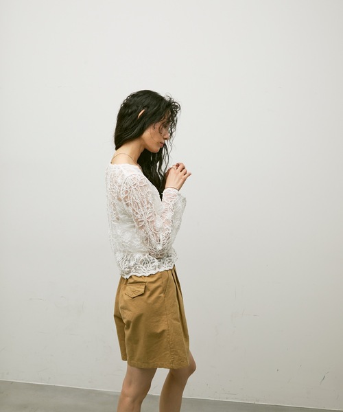 Lutim by u(ルチバイユー)の「Embroidery tulle cardigan / エンブロイダリーチュールカーディガン(カーディガン/ボレロ・レディース・ベージュ/ホワイト・FREE)」の11枚目の写真