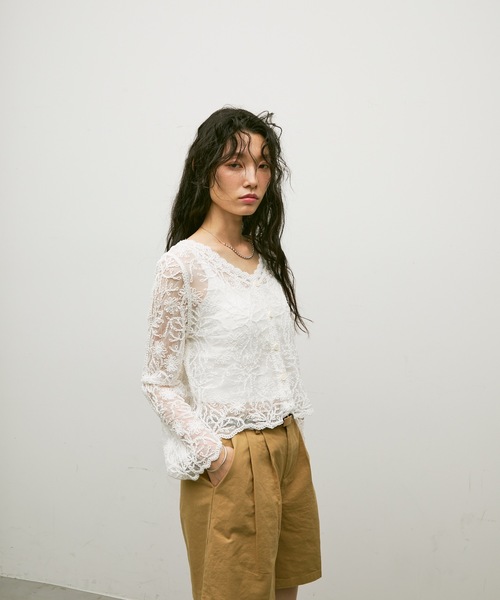Lutim by u(ルチバイユー)の「Embroidery tulle cardigan / エンブロイダリーチュールカーディガン(カーディガン/ボレロ・レディース・ベージュ/ホワイト・FREE)」の13枚目の写真