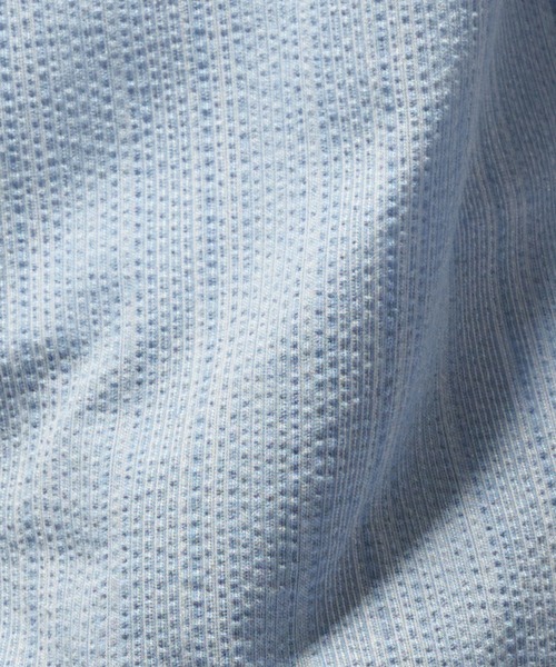 Adoon plain（アドーンプレーン）の「CITY STRIPE SEERSUCKER SHORT SHIRT / シティストライプシアサッカーシャツ（シャツ/ブラウス・メンズ・オフホワイト/ライトブルー・MEDIUM/LARGE）」の14枚目の写真