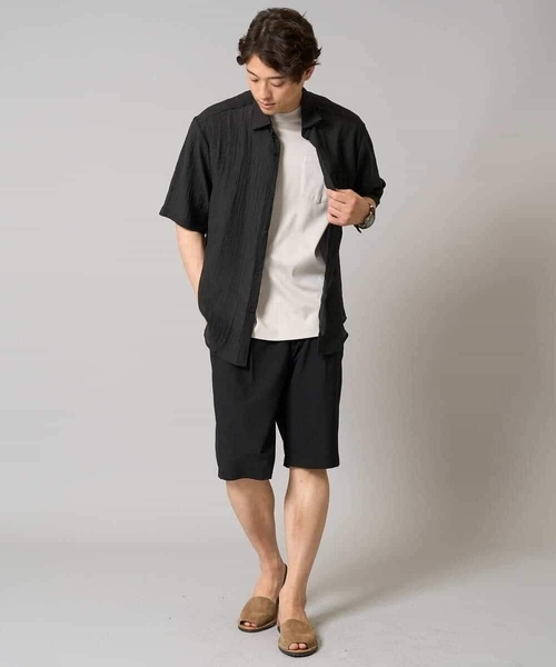 a.v.v（アーヴェヴェ）の「【接触冷感】ワッシャーシアーワイドシルエットシャツ（シャツ/ブラウス・メンズ・ブラック/ダークオレンジ・46/48/50）」の8枚目の写真