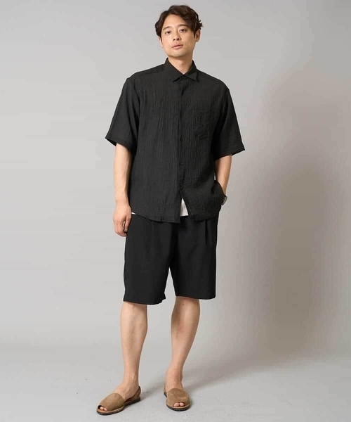 a.v.v（アーヴェヴェ）の「【接触冷感】ワッシャーシアーワイドシルエットシャツ（シャツ/ブラウス・メンズ・ブラック/ダークオレンジ・46/48/50）」の10枚目の写真