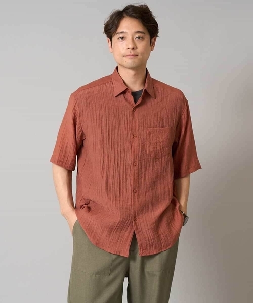 a.v.v（アーヴェヴェ）の「【接触冷感】ワッシャーシアーワイドシルエットシャツ（シャツ/ブラウス・メンズ・ブラック/ダークオレンジ・46/48/50）」の12枚目の写真